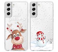 Yoedge 2 Pezzi Natale Cover per Samsung Galaxy S21 FE 5G 6,4", Trasparente Custodia Morbida Silicone con Addobbi Disegni ModelloAesthetic Regalo Donna Christmas Case, Albero di Natale