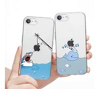 Yoedge 2 Pezzi per iPhone 8 Plus/iPhone 7 Plus Cover 5,5", Ultra Sottile Flessibile Morbido TPU Trasparente Slim in Silicone Antiurto Bumper Protettiva Custodia con Carino Disegni, Shark & Whale