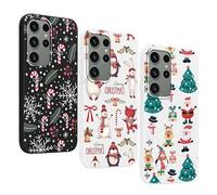 Yoedge 3 Pezzi Natale Cover per Samsung Galaxy S23 Ultra 5G 6,8", Christmas Carino Cartoon Natalizie Disegni Custodia, Ultra Sottile Morbida Silicone TPU Antiurto Protettiva Case, Babbo Natale