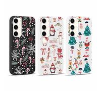 Yoedge 3 Pezzi Natale Cover per Samsung Galaxy S24 5G 6,2", Christmas Carino Cartoon Natalizie Disegni Custodia, Sottile Morbida Silicone TPU Antiurto Protettiva Case per Samsung S24, Babbo Natale
