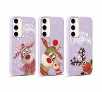 Yoedge 3 Pezzi Natale Cover per Samsung Galaxy S24 5G 6,2", Christmas Carino Cartoon Natalizie Disegni Custodia, Ultra Sottile Morbida Silicone TPU Antiurto Protettiva Case per Samsung S24, Cervo