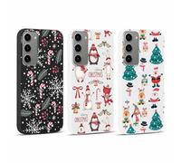 Yoedge 3 Pezzi Natale Cover per Samsung Galaxy S24+ 5G 6,7", Christmas Carino Cartoon Natalizie Disegni Custodia, Sottile Morbida Silicone TPU Antiurto Protettiva Case per Samsung S24+, Babbo Natale
