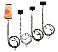 Yoedge 4 Pezzi Corda per Smartphone Universale, Regolabile Cordino da Collo Nylon Catena Collana Tracolla per Cellulare per iPhone/Samsung/Xiaomi e Maggior Smartphone-Oro Nero/Giallo/Grigio/Verde