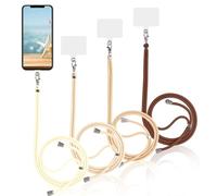 Yoedge 4 Pezzi Corda per Smartphone Universale, Regolabile Cordino da Collo Nylon Catena Collana Tracolla Laccio per Cellulare per iPhone/Samsung/Xiaomi e Maggior Smartphone - Beige/Cachi/Oro/Marrone