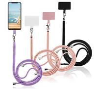Yoedge 4 Pezzi Corda Universale Regolabile Cordino da Collo Nylon Catena Collana Tracolla Laccio per Cellulare per iPhone/Samsung/Xiaomi e Maggior Smartphone-Viola/Rainbow/Oro Rosa/Nero