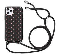 Yoedge Collana compatibile con Apple iPhone XR 6,1", custodia per telefono con cordino ultra sottile morbido TPU Bumper Cover TPU 360 Gradi Antiurto con cordino regolabile, Amore Nero