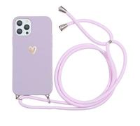 Yoedge Cover Amore Cuore con Cordino per Apple iPhone 11 Pro MAX 6,5" Custodia con Laccio Tracolla Collana Glitter Love-Heart Cuori Aesthetic Custodie TPU Silicone Viola Case per iPhone 11 Pro MAX