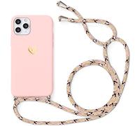 Yoedge Cover Amore Cuore con Cordino per Apple iPhone 7 Plus / 8 Plus 5,5" Custodia con Bianco Laccio Tracolla Collana Glitter Love-Heart Cuori Aesthetic Custodie TPU Silicone Rosa Case