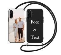 Yoedge Cover con Cordino per Samsung Galaxy A26 5G 6,64" Personalizzata, Nero Custodia con Laccio Collana Custodie Personalizzabile con Foto Testi Immagine Personalizzate per Samsung A26 5G Case