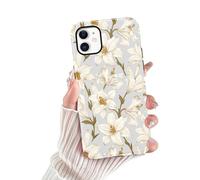 Yoedge Cover per iPhone 11 Fiori, Aesthetic Giglio Flower Motivi Print, Sottile 2 in 1 Silicone Custodia Disegno per Ragazza Donne, Antiurto Anticaduta Protettiva Case per iPhone11 6,1",Bianco