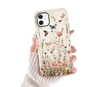 Yoedge Cover per iPhone 12/iPhone 12 Pro Fiori, Aesthetic Flower Motivi Farfalla Print, Sottile 2 in 1 Silicone Custodia Disegno per Ragazza Donne, Antiurto Anticaduta Case per iPhone12 6,1", Flower