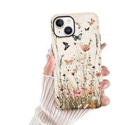 Yoedge Cover per iPhone 14/iPhone 13 Fiori, Aesthetic Flower Motivi Farfalla Print, Sottile 2 in 1 Silicone Custodia Disegno per Ragazza Donne, Antiurto Anticaduta Case per iPhone13 6,1", Flower