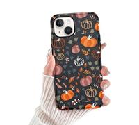 Yoedge Cover per iPhone 15 Autunno, Aesthetic Colorati Zucca Motivi Print, Sottile 2 in 1 Silicone Custodia Disegno per Ragazza Donne, Antiurto Anticaduta Protettiva Case per iPhone15 6,1"
