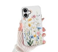 Yoedge Cover per iPhone 16 Fiori, Aesthetic Blu Rosa Motivi Print, Sottile Silicone Custodia Disegno per Ragazza Donne, Antiurto Anticaduta Bumper Protettiva Case per iPhone16 6,1", Flower