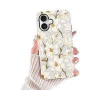Yoedge Cover per iPhone 16 Fiori, Aesthetic Giglio Flower Motivi Print, Sottile 2 in 1 Silicone Custodia Disegno per Ragazza Donne, Antiurto Anticaduta Protettiva Case per iPhone16 6,1",Bianco