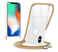 Yoedge Cover per iPhone X con Cordino 5,8", Trasparente Custodia con Collana Tracolla Laccio Collo Corda, Sottile Protettiva Bumper Antiurto Anti-giallo Silicone Case, Colore