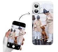 Yoedge Cover Personalizzata per iPhone 16 6,1" Personalizzato con Foto Immagine Testi Disegni Custodia Personalizzabile Regalo Album Personalizzabili Nero Bianco per iPhone 16