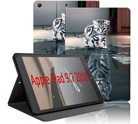 Yoedge Custodia Compatibile con iPad 9,7 Pollici 6/5 Generazione Tablet, Soft TPU Ultra Sottile Smart Cover in PU Pelle Flip con Funzione Stand Protettiva Case per iPad 9,7" 2018/2017, Gatto Tigre