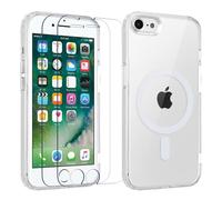 Yoedge Magnetica Cover per iPhone 8/7/SE 2022/SE 2020 4.7'' [Compatibile con MagSafe], Trasparente Custodia con 2 Pellicola Vetro Temperato Protettiva, Silicone TPU Antiurto Bumper Case per iPhone 8
