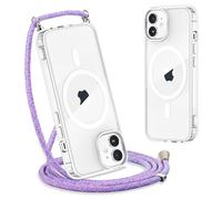 Yoedge Magnetica Trasparente Cover con Cordino per iPhone 12 Mini 5,4", [Compatibile con MagSafe] Custodia con Collana Sottile Morbida Silicone TPU Antiurto Protettivo Case con Magneti, Arcobaleno