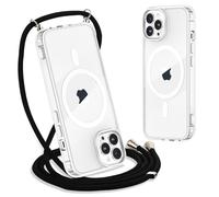 Yoedge Magnetica Trasparente Cover con Cordino per iPhone 14 Pro 6,1", [Compatibile con MagSafe] Custodia con Collana Sottile Morbida Silicone TPU Antiurto Bumper Protettivo Case con Magneti, Nero