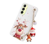 Yoedge Natale Cover per Samsung Galaxy A15 5G 6,5" con Catena, Natalizia Custodia con Carino Disegni Cartoon Cervo, Sottile Silicone TPU Antiurto Protettiva Christmas Case para Samsung A15, Bianca