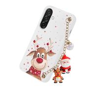 Yoedge Natale Cover per Samsung Galaxy A26 5G 6,64" con Catena, Natalizia Braccialetto Custodia con Carino Disegni Cartoon Cervo, Sottile Silicone TPU Antiurto Christmas Case para Samsung A26, Bianca