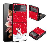 Yoedge Natale Custodie per Samsung Galaxy Z Flip3 5G 6,3", Custodia Rigida con Alce Babbo Natale Disegni, TPU Bumper Antiurto Ultra Sottile Originale Case Cover per Samsung Z Flip3, Pupazzo di Neve