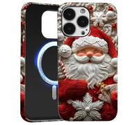 Yoedge Natale Magnetica Cover per iPhone 16 Pro, Compatibile con MagSafe, Christmas Aesthetic Santas Snowman Motivo Xmas Disegni per Donne, Silicone Custodia Bumper Case per iPhone16 Pro 6,3", Inverno