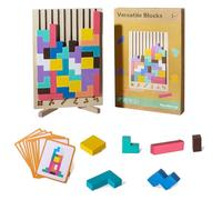 Yoedge Puzzle in legno Tetris per bambini, puzzle in legno Tetris Montessori, 3-6 anni, giocattolo educativo per l'asilo con blocchi geometrici, gioco in legno 3D con aiuto per l'apprendimento