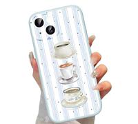 Yoedge Righe Cover per iPhone 14 Polka Dot, Aesthetic Striped Pois Motivo Stripes Disegno, Morbido Silicone Custodia Disegni per Ragazza Donne, Antiurto Anticaduta Case per iPhone14 6,1",Caffè