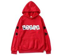 Yoedoa Felpa con Cappuccio con Motivo Alice, Pullover Unisex, vestibilità Comoda, Design A Cartolina, Stile Streetwear (Red,XXL)