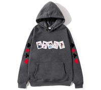 Yoedoa Felpa con Cappuccio con Motivo Alice, Pullover Unisex, vestibilità Comoda, Design A Cartolina, Stile Streetwear (Dark Gray,S)