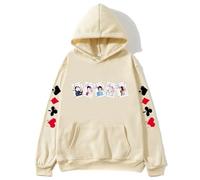 Yoedoa Felpa con Cappuccio con Motivo Alice, Pullover Unisex, vestibilità Comoda, Design A Cartolina, Stile Streetwear (Kahki,XS)