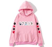 Yoedoa Felpa con Cappuccio con Motivo Alice, Pullover Unisex, vestibilità Comoda, Design A Cartolina, Stile Streetwear (Pink,L)