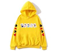 Yoedoa Felpa con Cappuccio con Motivo Alice, Pullover Unisex, vestibilità Comoda, Design A Cartolina, Stile Streetwear (Yellow,S)