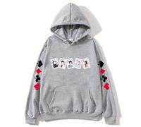 Yoedoa Felpa con Cappuccio con Motivo Alice, Pullover Unisex, vestibilità Comoda, Design A Cartolina, Stile Streetwear (Light Gray,S)