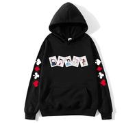 Yoedoa Felpa con Cappuccio con Motivo Alice, Pullover Unisex, vestibilità Comoda, Design A Cartolina, Stile Streetwear (Black,S)