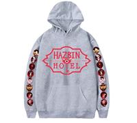 Yoedoa Felpa con Cappuccio con Motivo Anime, Taglio Ampio, Maniche Lunghe, Tasche, Stampa del Personaggio sulle Maniche, Unisex (Grey,XXS)