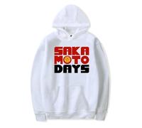 Yoedoa Felpa con Cappuccio Sakamoto Days Anime, Felpa Unisex in Cotone, Stampa Grafica in Stile retrò Anni '90 (White,XL)