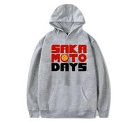 Yoedoa Felpa con Cappuccio Sakamoto Days Anime, Felpa Unisex in Cotone, Stampa Grafica in Stile retrò Anni '90 (Grey,3XL)