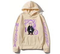 Yoedoa Felpa con Cappuccio Tokyo Revengers Anime Tasche Laterali Felpa Unisex Stile Harajuku (Khaki,XS)