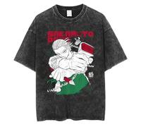 Yoedoa Maglietta Sakamoto Days Anime, Cotone Lavato Nero, Maniche Corte, Casual con Stampa del Personaggio (Black 4,3XL)