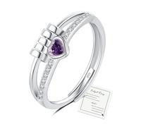 YOEE Anelli per ansia per donne e ragazze, placcati in argento Sterling, anelli per ansia, anello regolabile con zirconia cubica, regalo antistress, regalo per figlia, compleanno, Natale