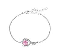 YOEE Braccialetto da donna placcato in argento, regolabile, con zirconia cubica, regalo per compleanno, San Valentino, festa della mamma, con scatola, 18.5cm+5cm/7.28in+1.96in, Argento sterling