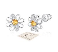 YOEE Orecchini a perno da donna, placcati in argento Sterling, con margherita arancione, viola, giallo, blu, rosa, verde, idea regalo per mamma, sorella, fidanzata, nonna, Zirconia cubica