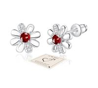 YOEE Orecchini a perno da donna, placcati in argento Sterling, con margherite arancioni, gialli, blu, rosa, viola, bianchi, verdi, con pietra portafortuna a forma di margherita, idea regalo per mamma