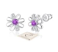 YOEE Orecchini a perno da donna, placcati in argento Sterling, con margherite arancioni, gialli, blu, rosa, viola, bianchi, verdi, con pietra portafortuna a forma di margherita, idea regalo per mamma