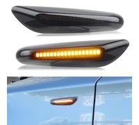 Yoegerery Indicatore laterale dinamico a LED per B-MW E60 E61 E81 E82 E88 | per E46 E90 E91 E92 E93 X3 E83 X1 E84, 1 paio di luci LED per parafanghi anteriori,Ambra Super Bright Canbus Luci (nero)