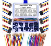 Yoeruyo Connettori da 2,0 mm e cavi pre-crimpati da 24 AWG, compatibili con kit di connettori Dupont-2.0 Dupont da 2,0 mm, doppia fila da 2/3/4/5/6/7/8/9/10 pin (YO-DU2.0)